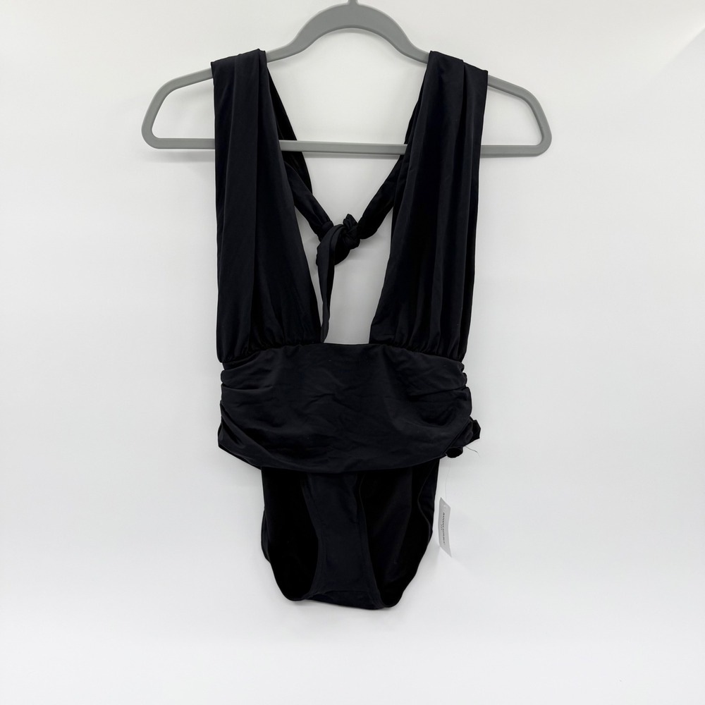 Banana Republic Womens Black Plunge Ruched One Piece Swimsuit 578195-02-1 Size M